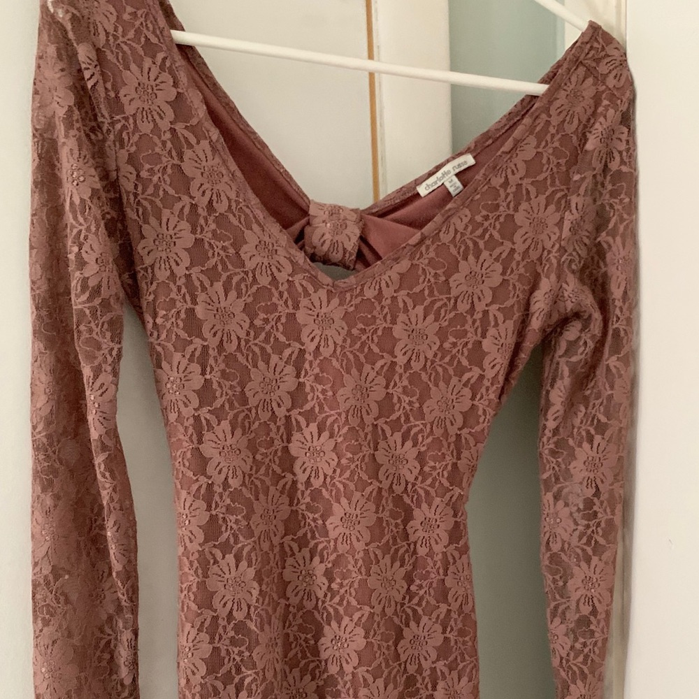 Nude lace long Sleeve dress